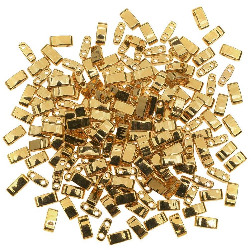 Miyuki Half Tila Beads 5mm â€“ 24kt Gold Plated, Premium Japanese Glass Beads for Jewelry Making, Loom Work & Beading Designs - Image 2